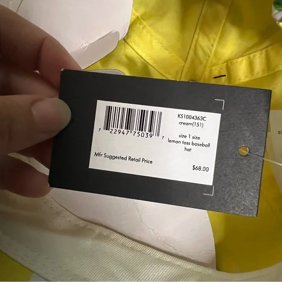 Kate Spade Lemon Toss Baseball Hat NEW - Picture 6 of 7